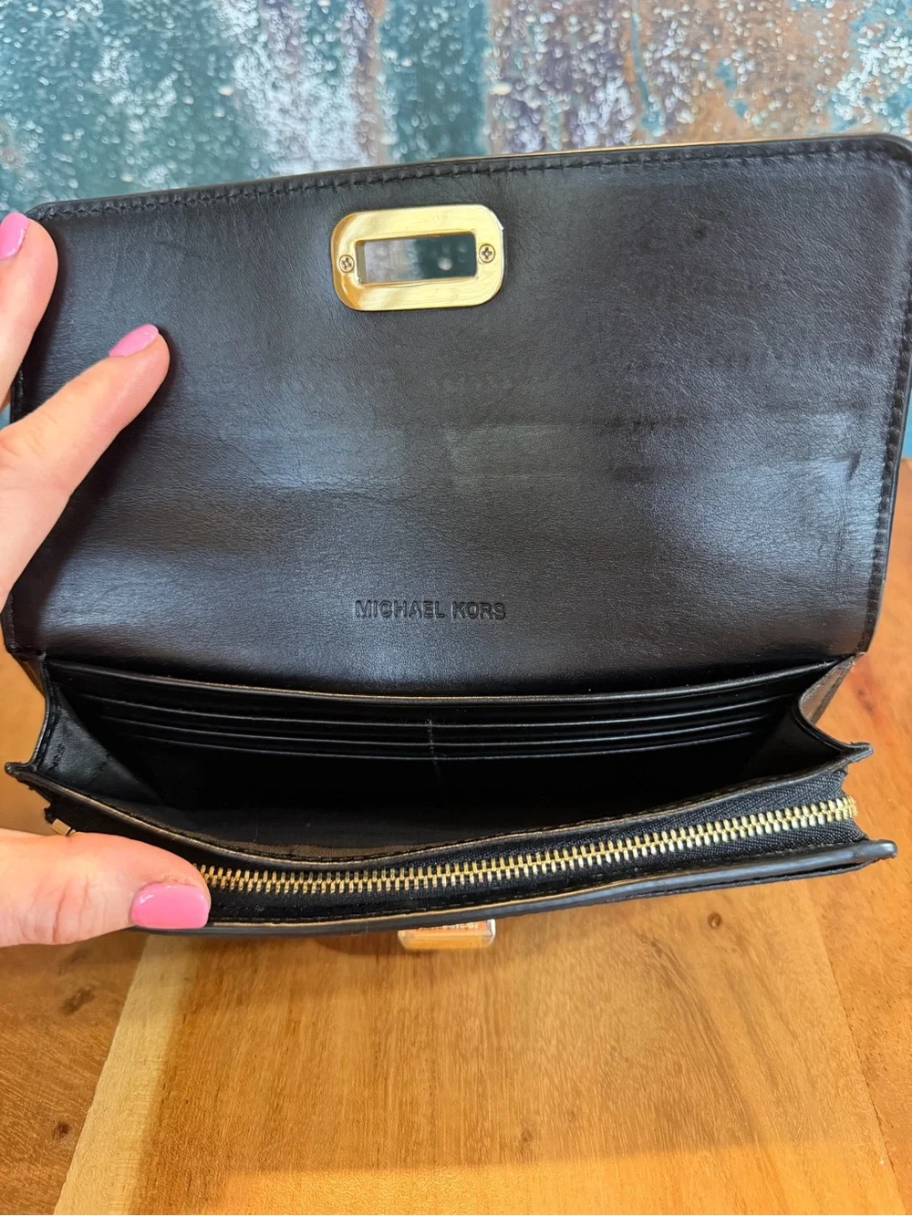 Michael Kors Old Money‎ 2010’s Sullivan Leather Carryall Wallet Black GUC